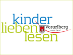 Logo des Landes Vorarlberg mit dem Text: Kinder lieben lesen.